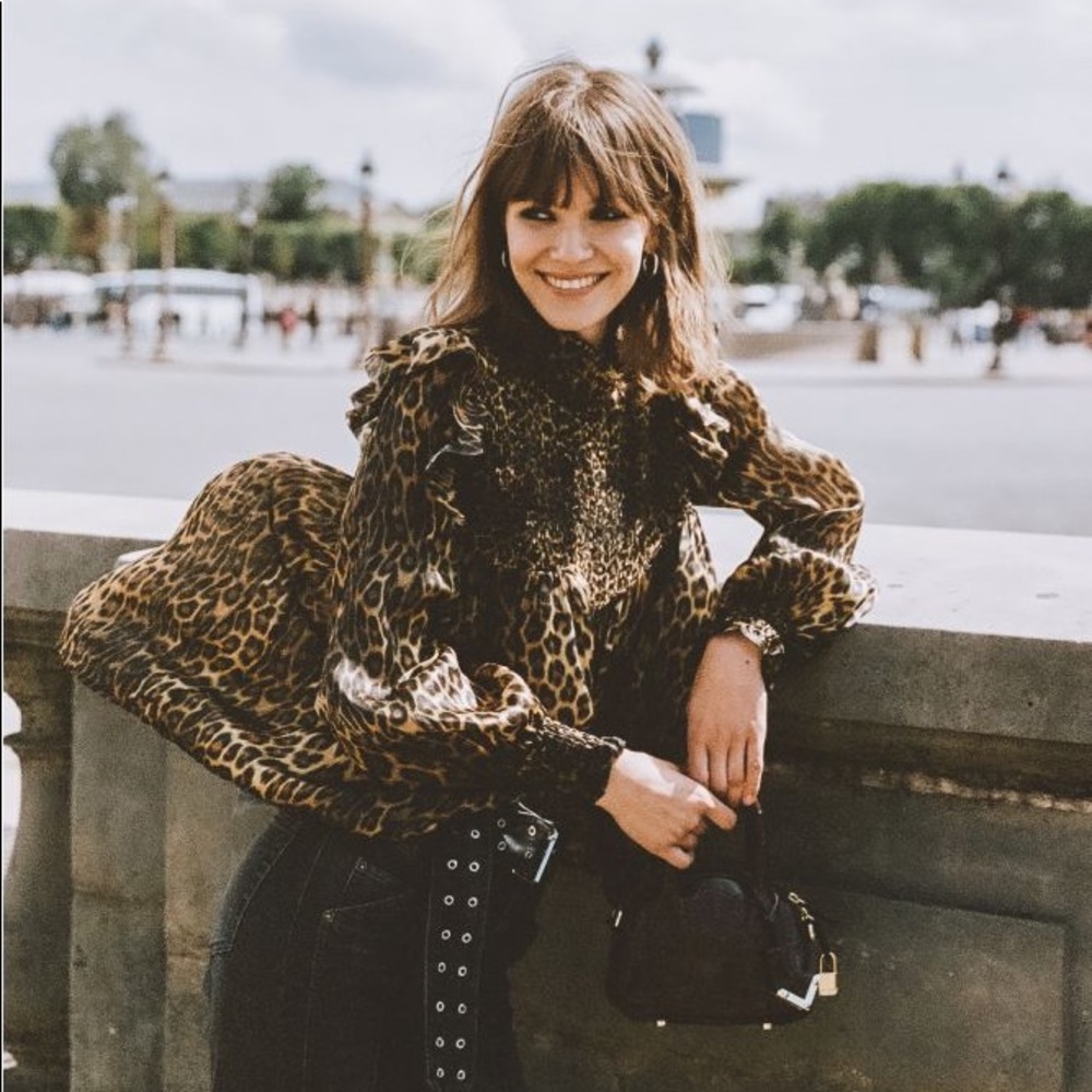 The Kooples Leopard Silk Smock Top